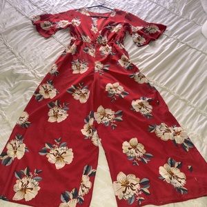 Red Flower Jumpsuit
